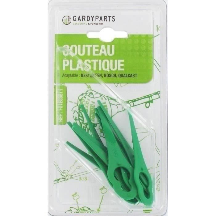 Jeu de 10 couteaux plastiquex adaptablex pour coupe bordure BOSCH modèles ALM28, ALM30, ART23LI, ART23Accutrim, ART23EasytrimAccu -