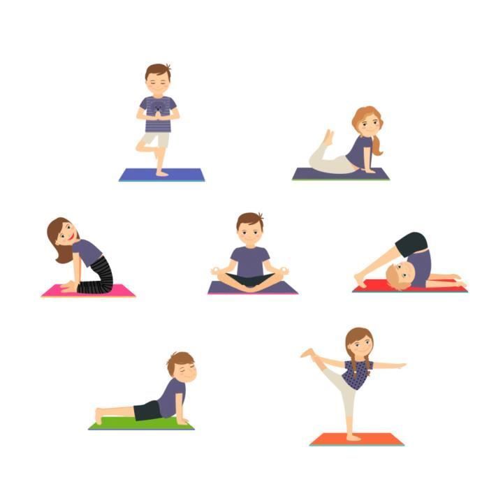 Poster Affiche Yoga Enfants Posture Hatha Yoga Asanas Bien Etre 31cm x 31cm