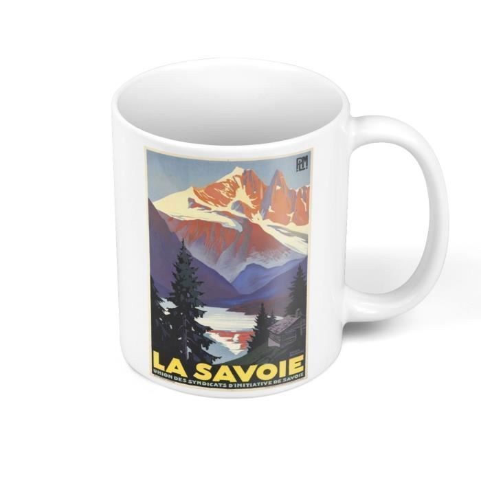 Mug Céramique La Savoie Montagne France Affiche Poster Vintage Voyage Art Deco 30's