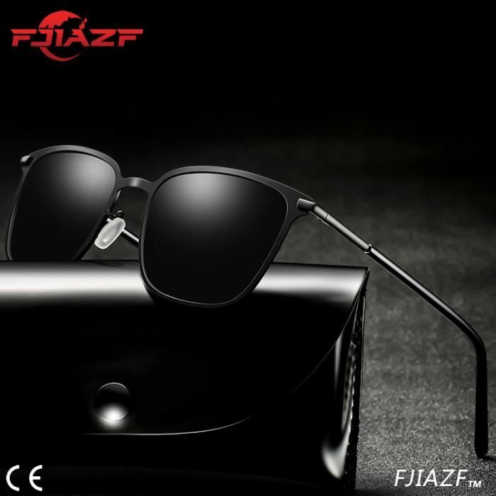 FJIAZF® Lunettes de soleil de marque de luxe - Verres polarisés - Design de mode - Noir