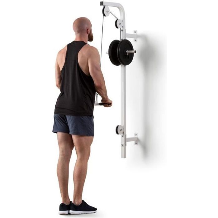 Klarfit Hangman Station de traction murale pour musculation & entraînement fitness à domicile - Barre triceps - 100kg max. - blanc