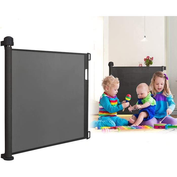 LARS360 Barrière de sécurité extensible de 0 à 150 cm - Pour escalier de bébé - Pour l'intérieur et l'extérieur - Noir