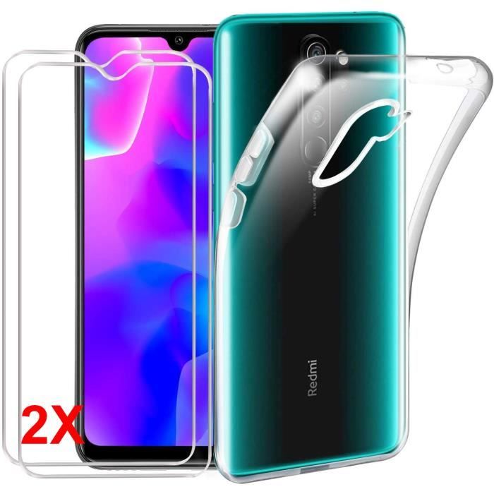 coque XIAOMI REDMI 9A Coque Silicone Gel Ultraslim - Transparent + 2 Films Verre Trempé