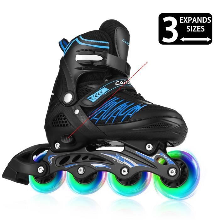 Roller in line réglable, Roller Inline Unisexe Patins Adultes Filles Skates Garçons, avec 4 roues lumineux (Taille 31-42)