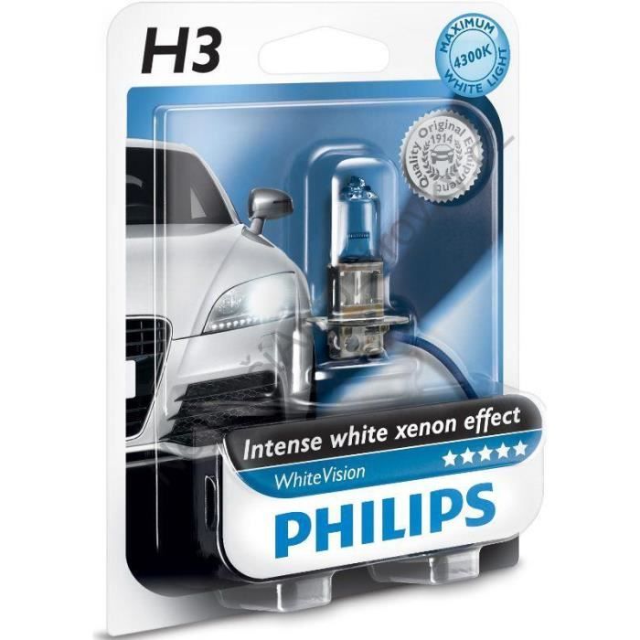 1 ampoule H3 12V 55W 4300K. WhiteVision.12336WHVB1.
