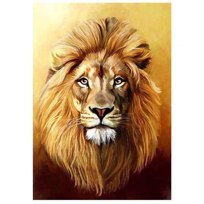 wuayi 5D Broderie Diamant Kit Complet, Lion de Croix Peinture Kits DIY Needlework Décoration Salon Chambre (30x40cm-11.