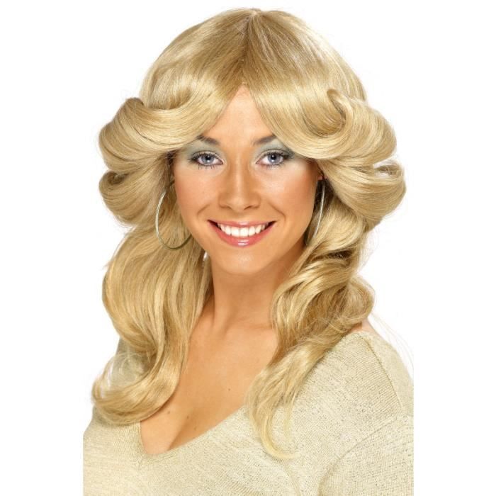 Perruque femme disco années 70 blond