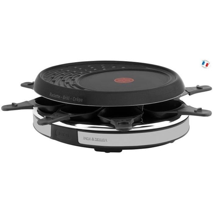 TEFAL RE137812 Appareil à raclette Inox&Design 8 personnes - Noir