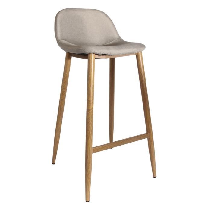Tabouret de bar scandinave Tobias - H. 92 cm - Beige