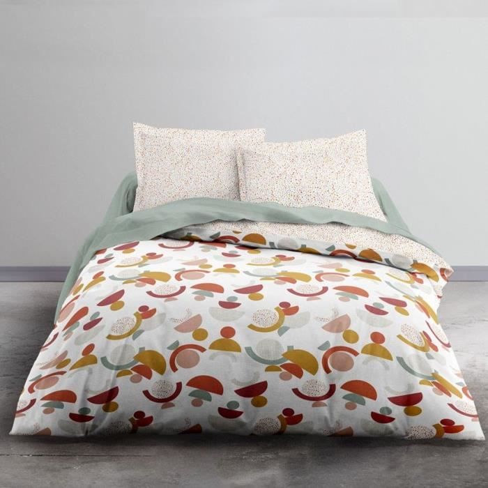 TODAY Parure de lit 2 personnes - 220 x 240 cm - Imprimé orange Graphique CRAZY Luce TODAY