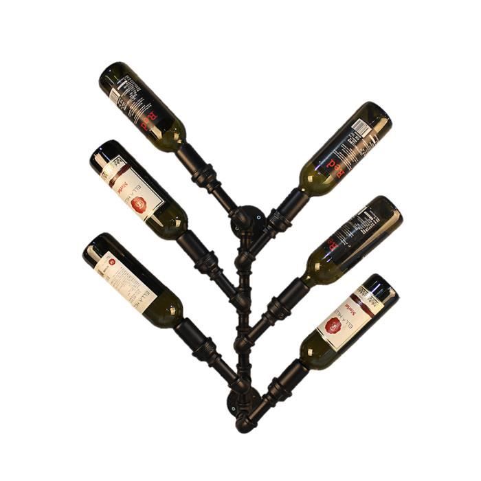 iKayaa Etagère à vin murale design style tuyauterie pour 6 bouteilles