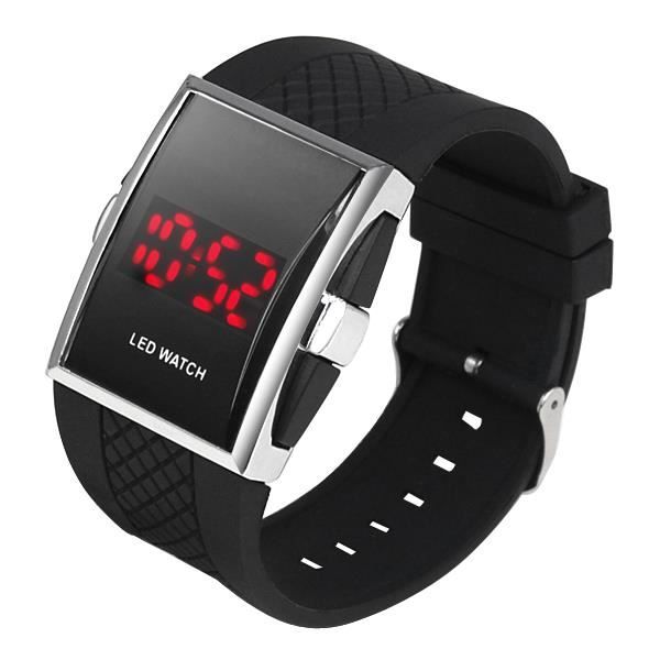 DIGIFLEX Montre de sport numérique noir avec LED rouge pour les athlètes