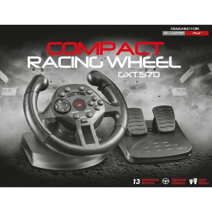 Trust GXT570 Volant de course compact avec pédalier 13 boutons réactifs Noir