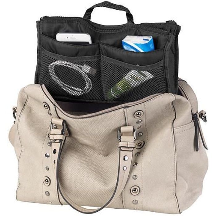 Organisateur de sac à main 26 x 16 x 8 cm à 13 poches - coloris noir