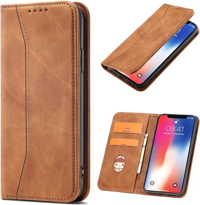 Housse Portefeuille Magnétique Pour Xiaomi Redmi 15C 4G - Cuir PU, étui Rabat Avec Portes-cartes, Support Vidéo, Verre Trempé Inclus