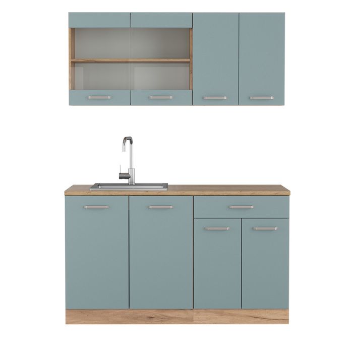 Cuisine R-Line 140cm sans PT Bleu-gris/Chêne de force doré Vicco 41014 Cuisine R-Line 140cm sans PT Bleu-gris/Chêne de force doré Vicco 41014