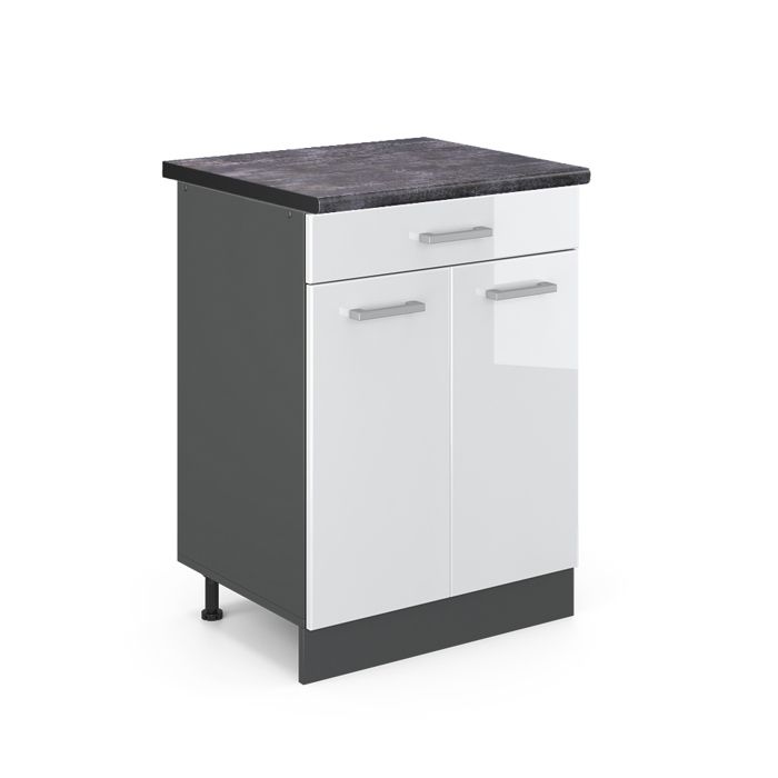 Meuble cuisine R-Line 60cm PT Anthracite Blanc Haute brillance/Anthracite Vicco 46242