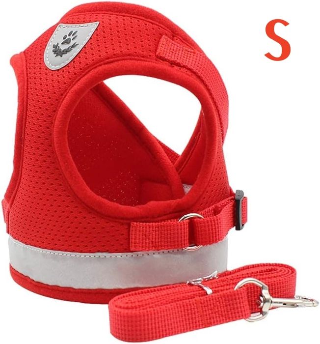 Meilleurs prix pour Harnais et Laisse pour Chien, Harnais en Maille Souple Respirante, Harnais Réglable Anti-Traction Rouge,S