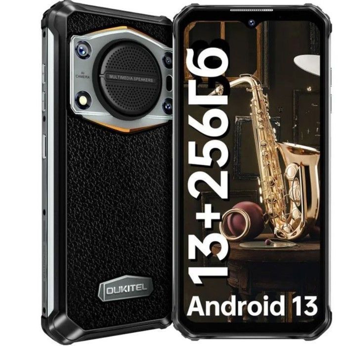 Smartphone Robuste OUKITEL WP22 13GB+256GB Écran FHD+ 6.58 10000mAh 125dB Telephone Portable Incassable 48MP Double SIM/NFC Noir