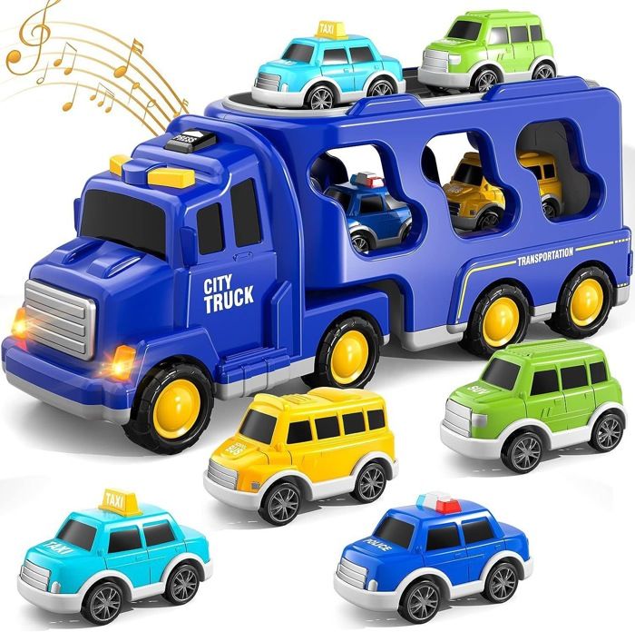 Set De Train électrique Avec Sons Et Lumières – 4 Véhicules, Rails, Arbres – Cadeau Parfait Pour Garçons Et Filles Dès 3 Ans !