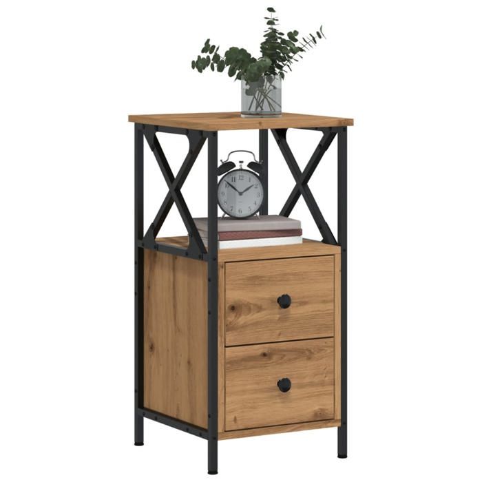 vidaXL Table de chevet chêne artisanal 34x355x70 cm bois dingénierie meuble de chevet table dappoint armoire de lit 857252