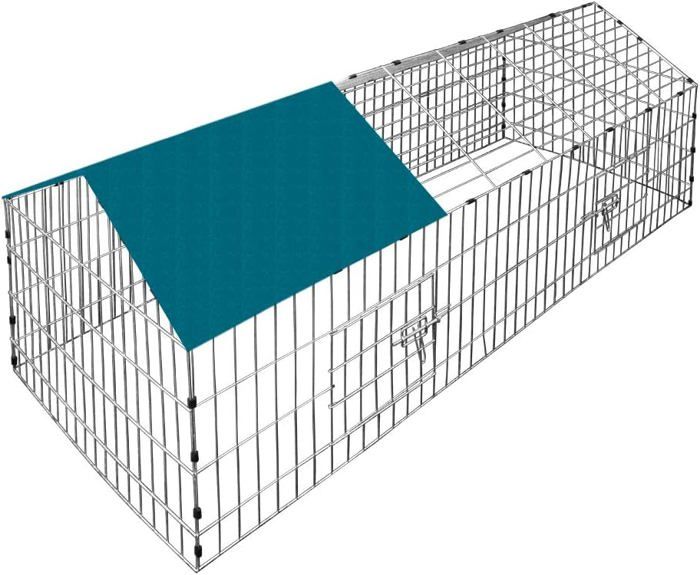 Comparer les prix de Cadoca Enclos pour Lapin Vert Cage à Lapin Parc à Lapin métal extérieur 180x75 cm Toit Amovible avec bâche Protection UV89