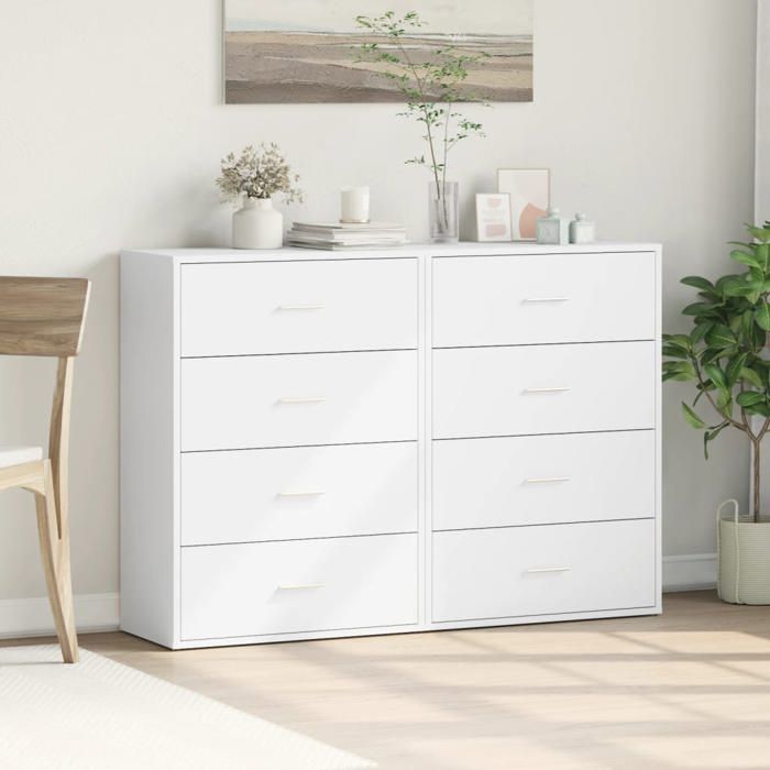 Lot de 2 Buffets-Armoire dappoint - grand espace - blanc 60x31x84 cm - Bois dingénierie(69006) ZLH