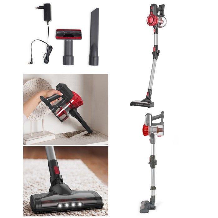 Aspirateur balai - Rouge - 150W - Sans fil - Autonomie 40 min - Filtre HEPA - Livoo