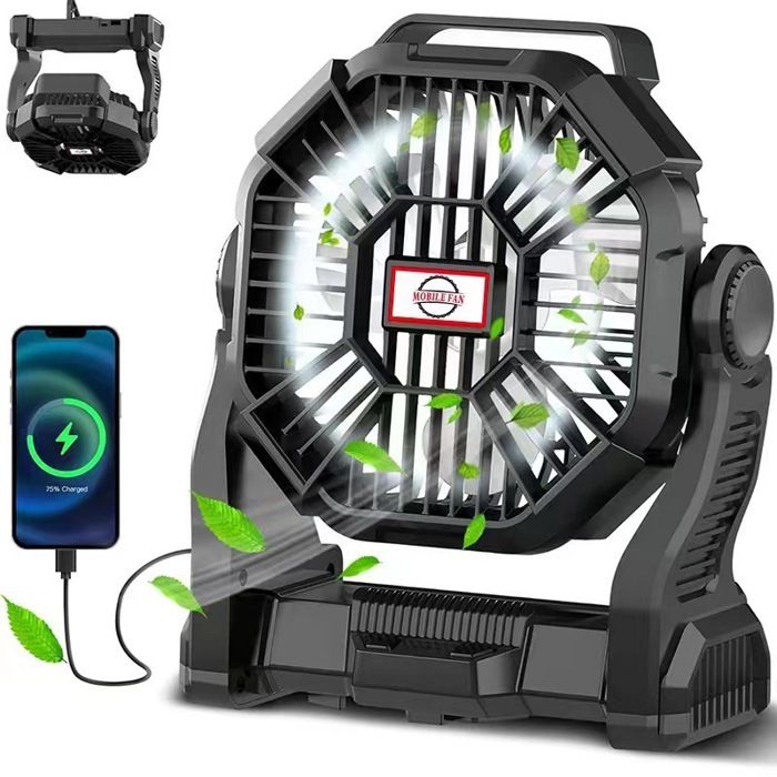 Ventilateur portable 10400mAh LED USB pour voyage camping bureau plage rechargeable pratique