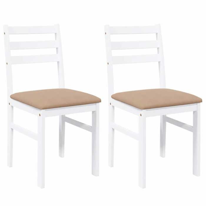 SOLO Chaises de Cuisine et Salon - coussins 2 pcs - Fauteuil salon - blanc bois massif caoutchouc LL1852