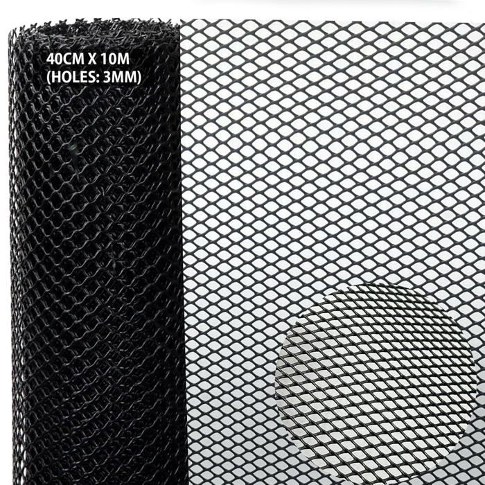 Grillage en plastique pour clôture et enclos, Largeur 1,2 m Noir (au