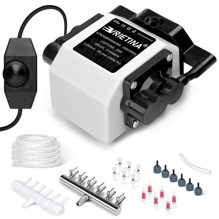 Comparer les prix de Pompe à Air D’aquarium 3300 l/h 25W 45 kPa 6 Sorties Economie D’énergie Réglable Pompe à Air Diffuseur dAir