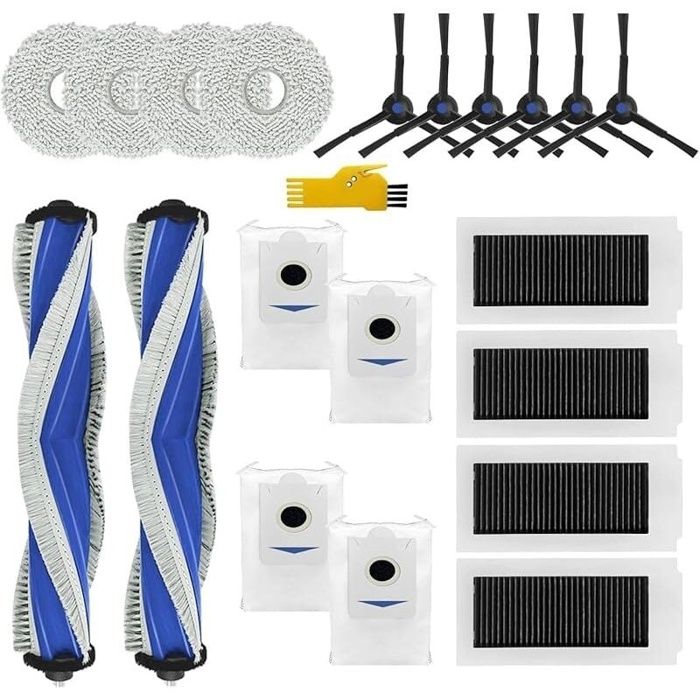 Accessoires compatibles ECOVACS DEEBOT X5 Omni - Pack 20 pièces (2 brosses principales 4 filtres HEPA 6 brosses latérales)