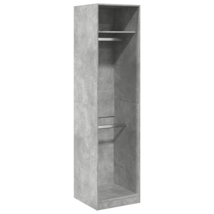 Gris Garde-robe CLARENCE Armoire penderie Pour chambre Gris béton 50 x 50 x 200 cm Aggloméré LV1450