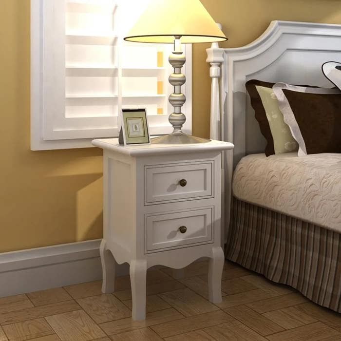 Table de chevet - vidaXL - 2 tiroirs - MDF Blanc - Ensemble de 2