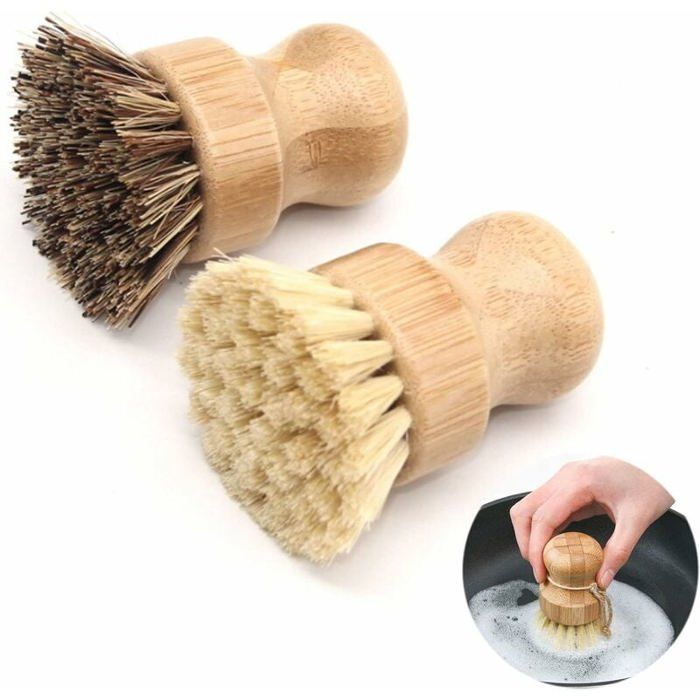 Brosse Vaisselle Bambou Brosse Pot Légumes Poêle Évier Nettoyage Cuisine (2pcs)