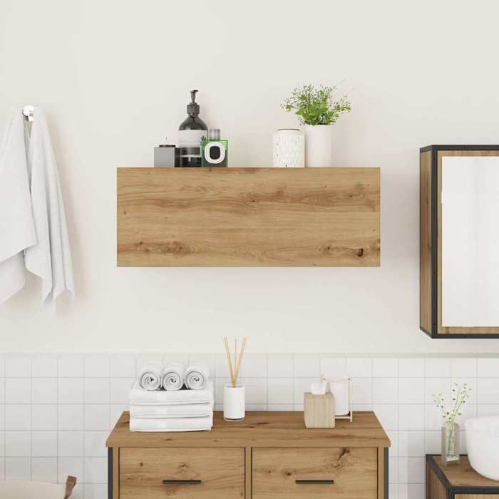 Armoire murale de salle de bain - vidaXL - Chêne artisanal - Bois dingénierie - 80x25x30 cm - Capacité 60 kg