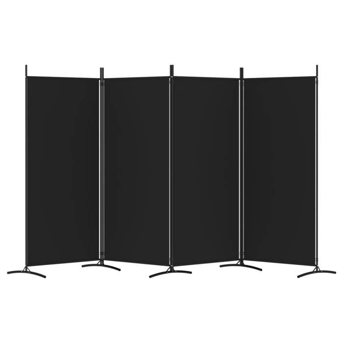 Cloison de séparation pliable - WIENS - 4 panneaux - 346x180 cm - Tissu polyester - Noir - Pliable - Respirant