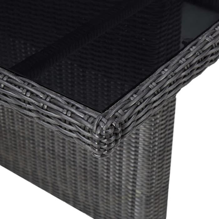 Black Friday Table à manger pour jardin - BURKE - Dessus solide - Noir 200x100x74 cm Verre et résine tressée TTT832