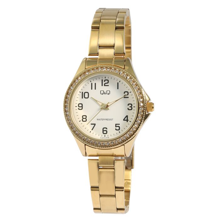 Montre - Q&Q - Q&Q Femme Doré Acier inoxydable - Boîtier 30 mm - Bracelet acier doré - Quartz 3 ATM