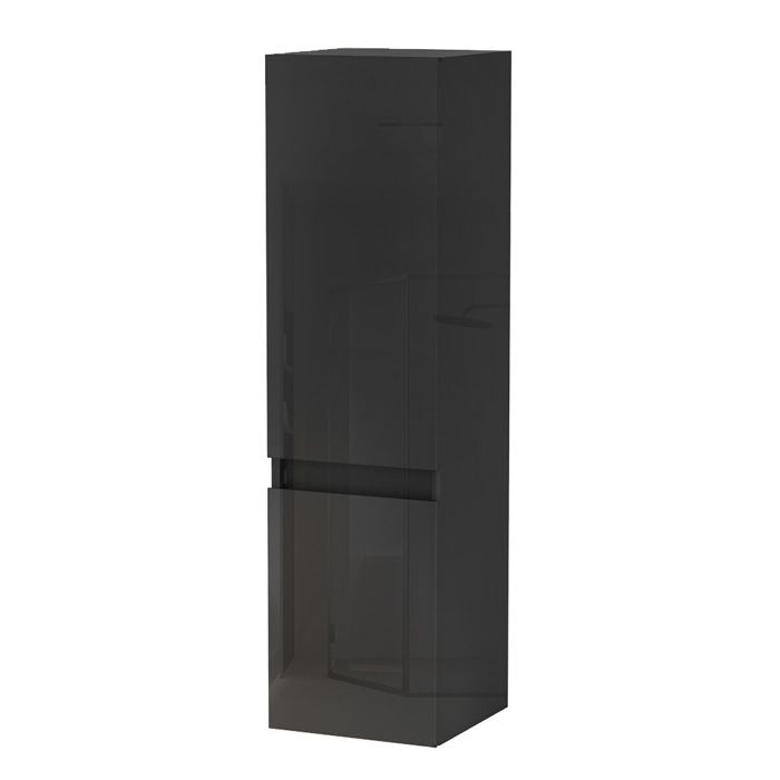 AICA meuble colonne de salle de bain 30 cm noir brillant - 2 portes - design épuré moderne - suspendu - pour rangement optimal AICA meuble colonne de salle de bain 30 cm noir brillant - 2 portes - design épuré moderne - suspendu - pour rangement optimal