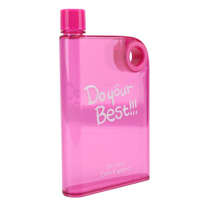 Shipenophy bouteille deau en plastique Bouteille deau plate mince de 420ml avec couvercle tasse de voyage table tasse Rose