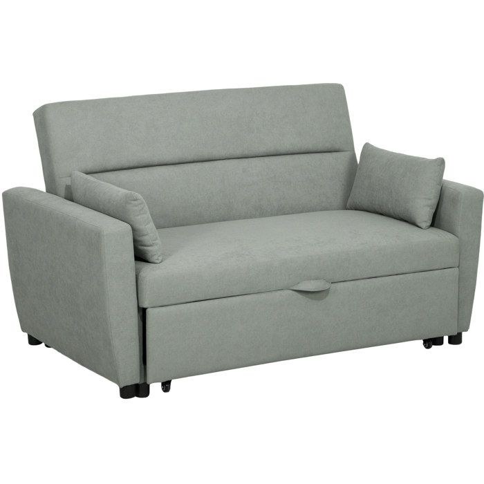 Canapé convertible 2 places gris clair L 155 x P 90 x H 885 cm dossier réglable 3 positions