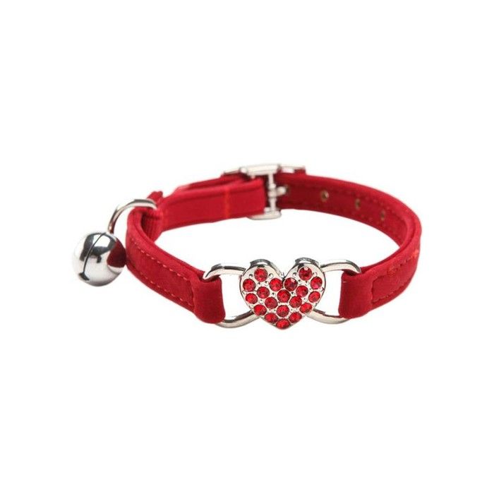BETTE Colliers De Chat avec Breloque Coeur Et Cristal en Cristal Bling Fournitures pour Animaux De Compagnie Rouge