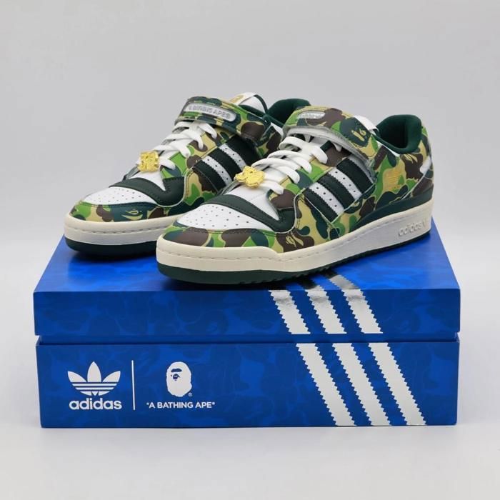 CHAUSSURES DE BASKET-BALL ID4771 BAPE Adidas Forum 84 Low 30th Anniversary Green Camo (Mens)