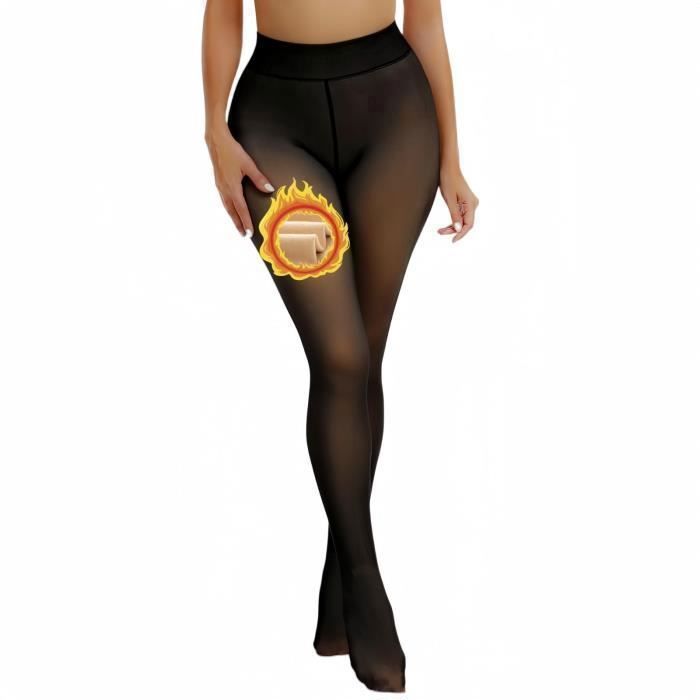 Collant polaire femme - Noname - Doublure épaisse - Effet transparent - Noir - Taille unique Noir