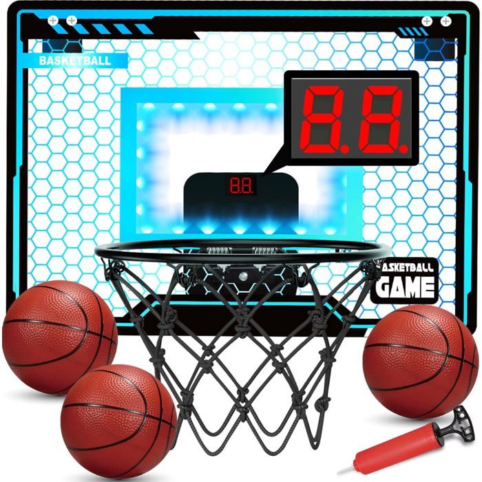 Panier de Basket Mini Intérieur Enfant Éclairage LED Notation Électronique Modèle Mural 3 Ballons Cadeau Anniversaire Noël Garçons 5