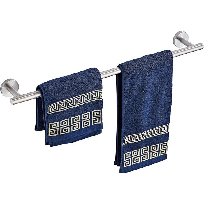 Barre Porte Serviettes 60cm de Salle De Bain Cuisine Cintre Torchons Acier Inoxydable 304 Antirouille Montage Argenté 60 cm