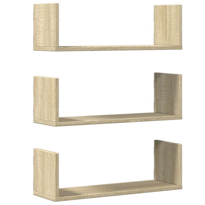 Étagères murales 3pcs Meuble Étagères Pour salon/chambre chêne sonoma 58x18x18cm bois dingénierie B1155