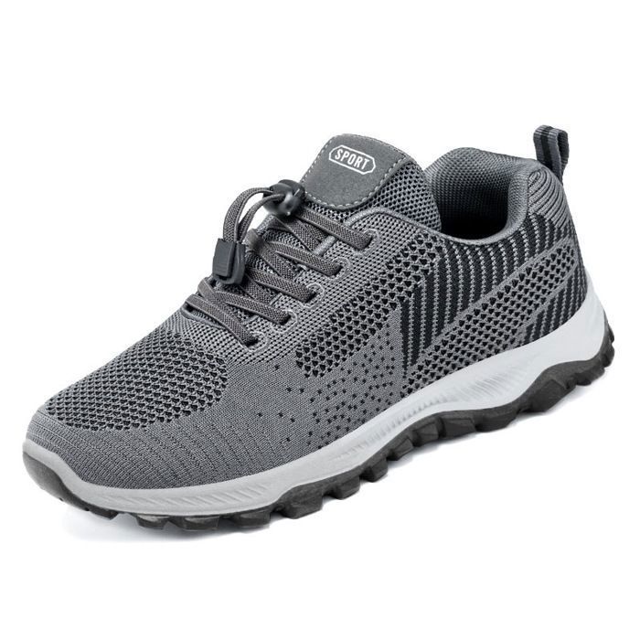 Chaussures sport Homme Semelle souple Respirant Légères Enfilage facile Gris